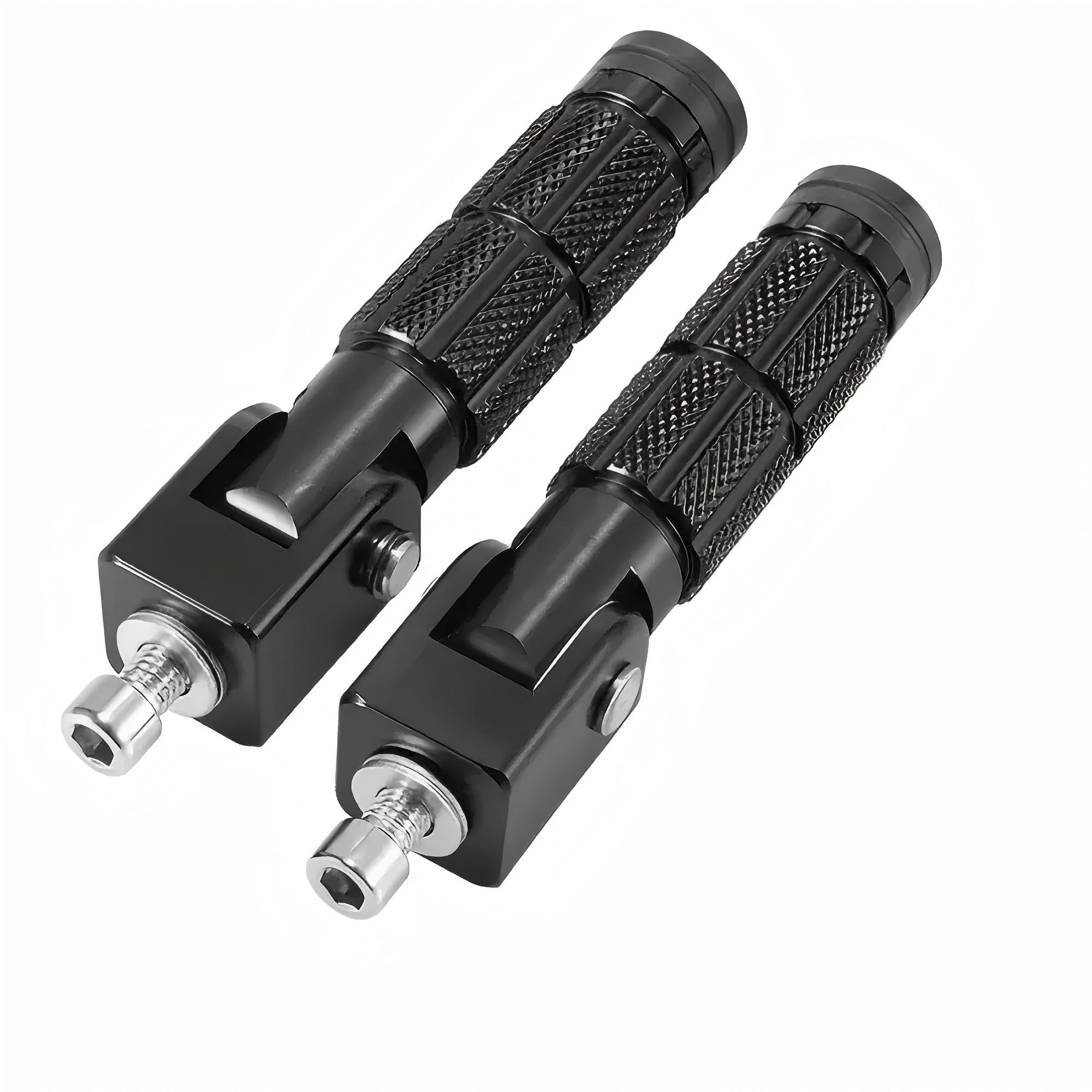 Black CNC Folding Motorcycle Footpegs (Pair)